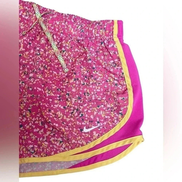 Nike Dri Fit Tempo Athletic Running Shorts Pink Floral Yellow Trim Womens Size S - Picture 5 of 9